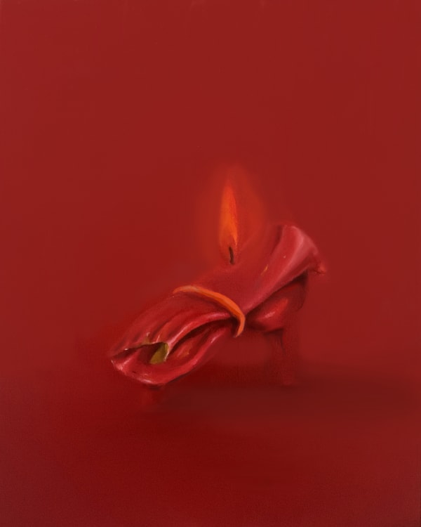 Yosefa Aulia Red Strings 2024 Oil On Canvas 40X50Cm