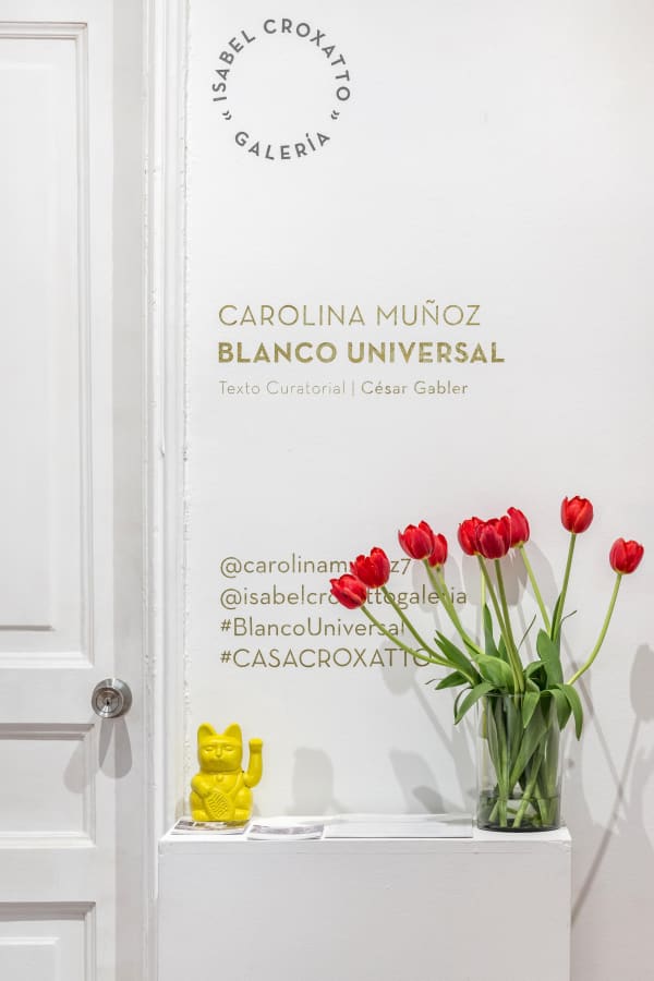 Installation view of the exhibition Blanco Universal by Carolina Muñoz at Isabel Croxatto Galería. Santiago, August 2019. Credit: Sebastián González, courtesy of Isabel Croxatto Galería.