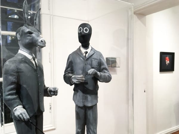 Installation view of the group show Festín de Arte #22 at Isabel Croxatto Galería, in Santiago, Chile. July 2019.