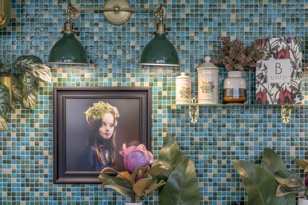 Installation view of the group show Festín de Arte #20, presented by Isabel Croxatto Galería at Hotel Bidasoa in Santiago, Chile. November 2018. Photo: Sebastián González.