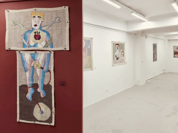 Installation view of Embroidering the Everyday, solo exhibition by Paloma Castillo. Courtesy of Karin Weber Gallery.