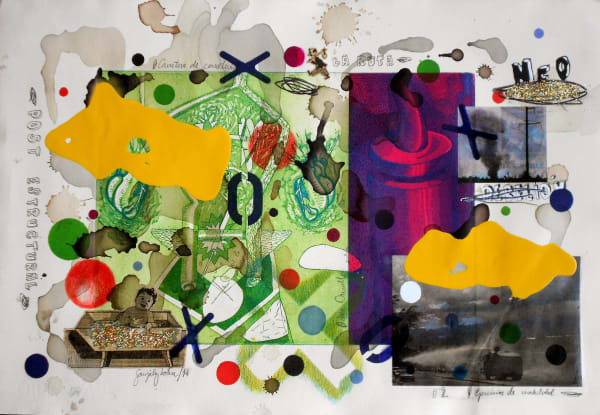 Coco González Lohse, Realidad Pelúa, 2001-2018. Mixed technique on paper, 35 x 55 cm.