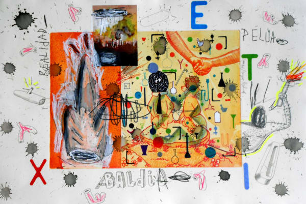 Coco González Lohse, Realidad Pelúa, 2001-2018. Mixed technique on paper, 35 x 55 cm.