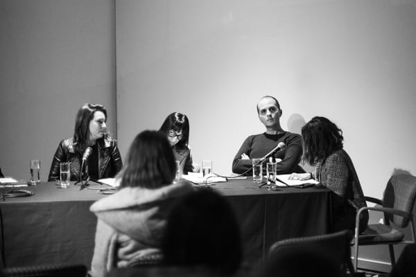 Left to right: Cecilia Avendaño, Isabel Croxatto, writer Ariel Richards, and Carolina Hoehmann, Arts and Culture Manager at CCU, presenting the book Enfermedades Preciosas. Photo: Cristián Aninat.