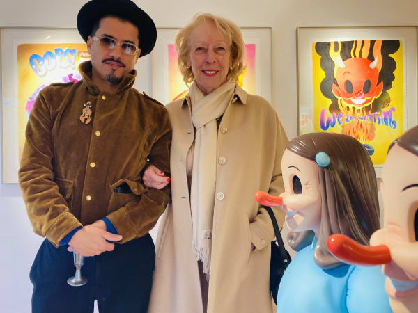 Víctor Castillo and art collector Maya Castro.