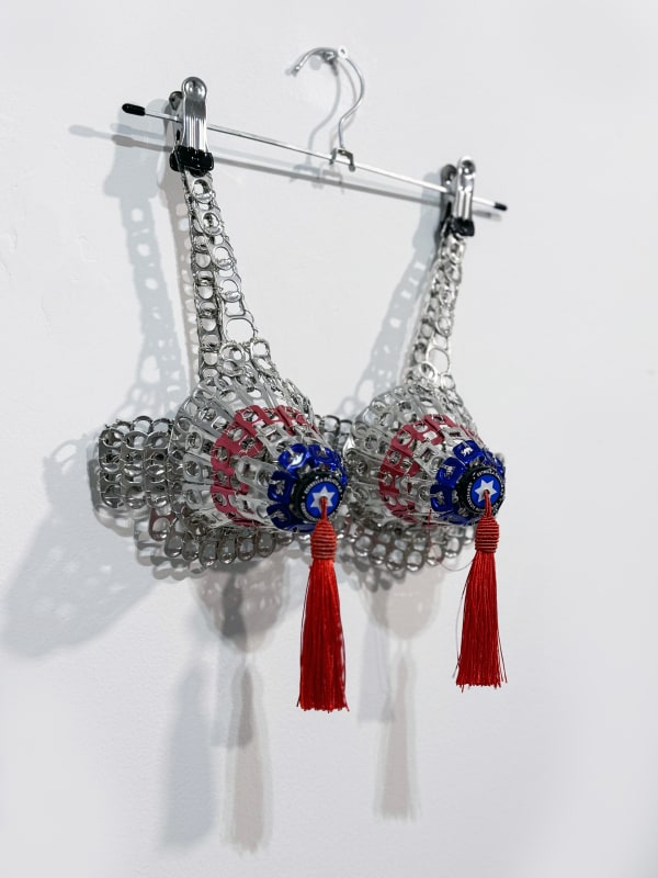 Nanon Morsink Estrella Galicia, 2022 Can tabs, silverthread, funnels 28 x 28 x 15 cm.