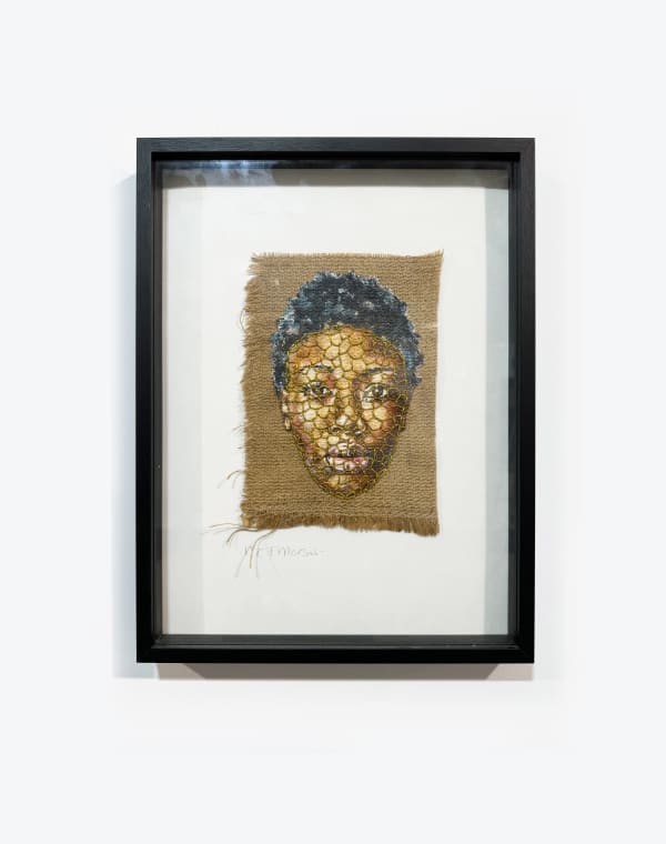 Nanon Morsink Wallflower series II, 2024 Acrylic on pre printed fabric, with embroidery 20 x 16 cm