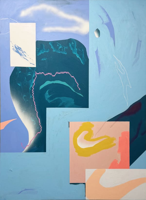 Claudia Torán Pause 3, 2024 Mixed media on canvas, acrylic and collage 130 x 97 cm
