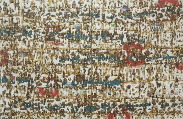 Alejandro Co Pinturas de archivo abierto (AC 25015), 2025 Burnt pages from illustrated dictionaries on canvas 170 x 260 cm Series: Pinturas de archivo abierto