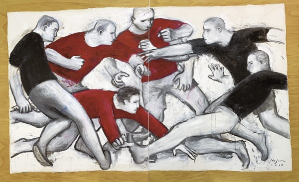 Javier de Juan Atenienses y Espartanos, 2019 Oil on wood 122 x 200