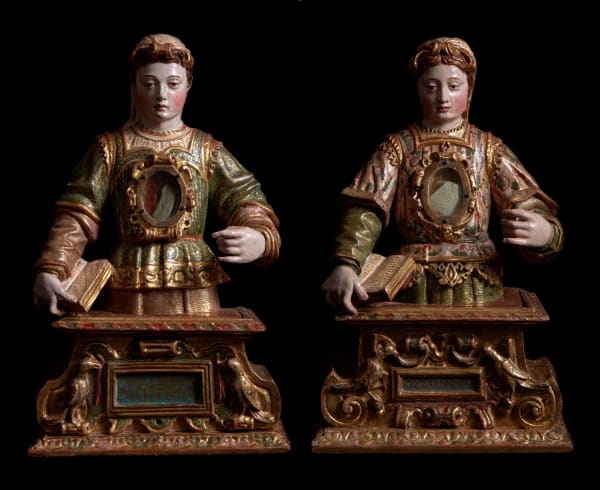 PAIR OF RELIQUARY BUSTS OF THE ELEVEN THOUSAND VIRGINS, first third of the 17th century
