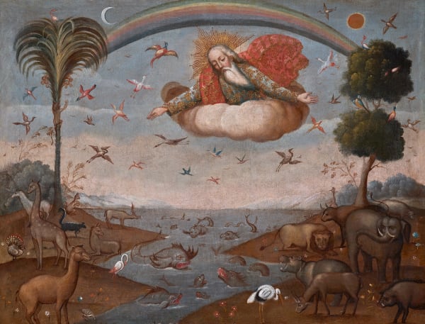 The Creation of the Animals Cuzco, Peru, 18th century. Oil on canvas 69.5 x 90.5 cm