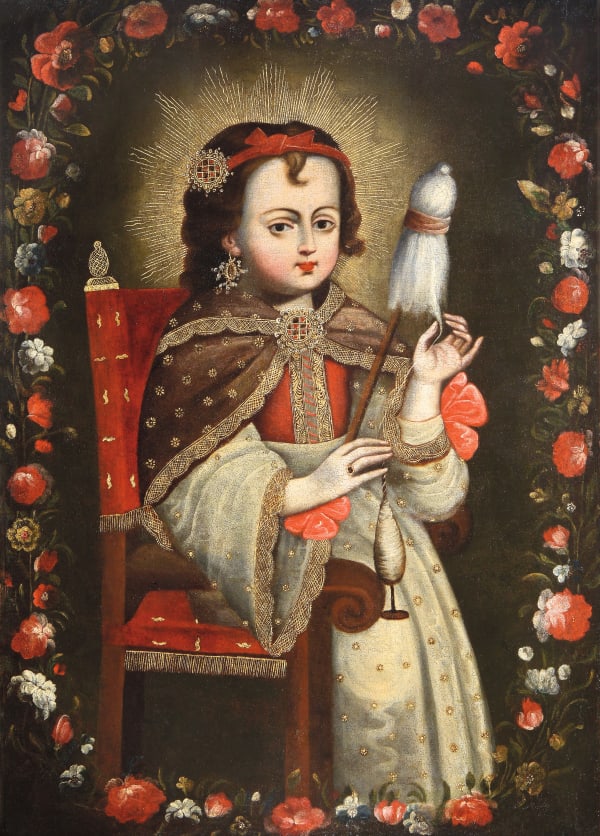 The Child Mary Spinning