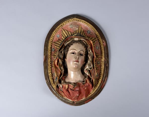 Our Lady of Sorrows Attributed to Manuel Chili, known as “Caspicara”, Quito (Ecuador), c. 1723–c. 1796 Last third of the 18th century Carved, gilt, polychromed wood 38.5 x 26.8 x 7.5 cm
