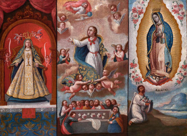 Gabriel José Ovalle (follower of) ADVOCATIONS OF THE VIRGIN Dated “Año. de 1782” Oil on canvas 48.8 x 65.7 cm