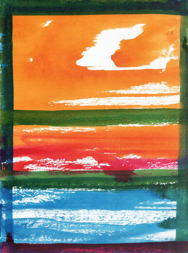 Jan De Cock Painting Sunset in Venice after P. Mondriaan
