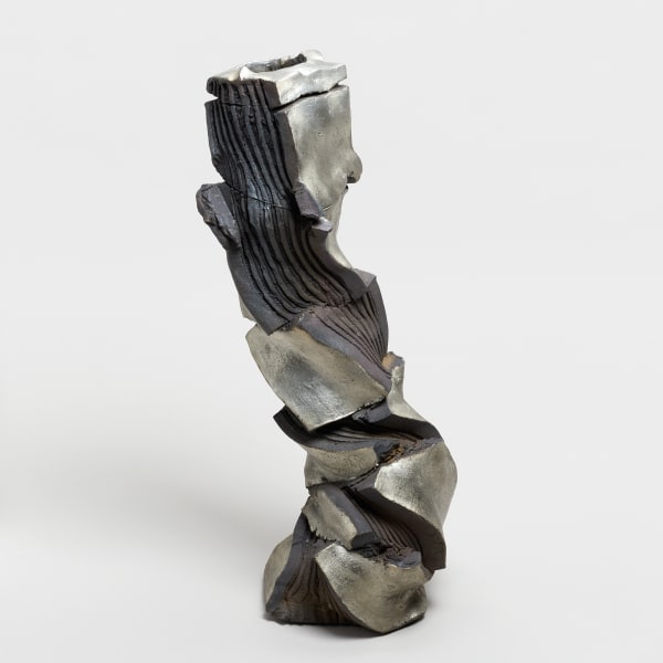 Shozo Michikawa #021849 Sculptural Form, 2018 Stoneware, tanka with silver glaze 54 x 19 cm