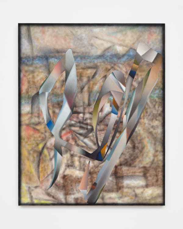 Rune, 2023 Signed C Landon 2023 Oil and acrylic spray on canvas 68.1 x 55cm