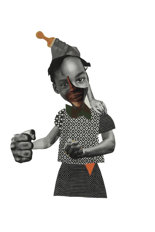 Deborah Roberts About Face, 2017 mixed media on paper 30 x 22 in.
