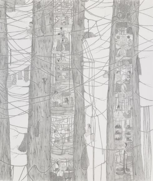 Amy Cutler Fossa, 2016 graphite on paper, 55.25 x 4 inches