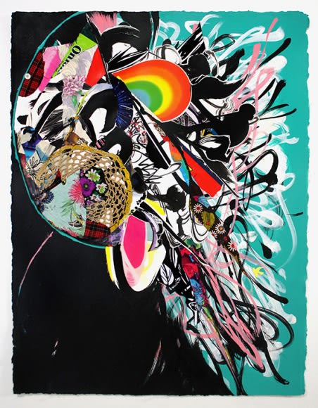 Shinique Smith Beautiful Dreamer, 2015 acrylic, ink, fabric, and collaged painting on paper 30 x 22 inches