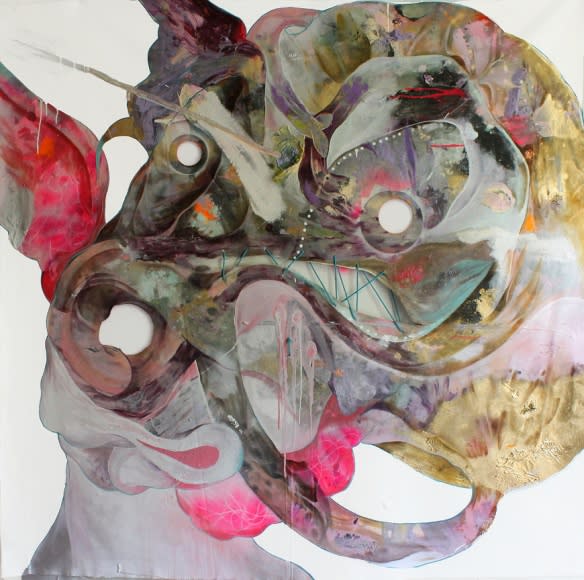Lavar Munroe Fallen, Godspeed, Glory (Angel no. 2), 2016 acrylic, latex, spray paint, and string on unprimed canvas 60 x 60 inches