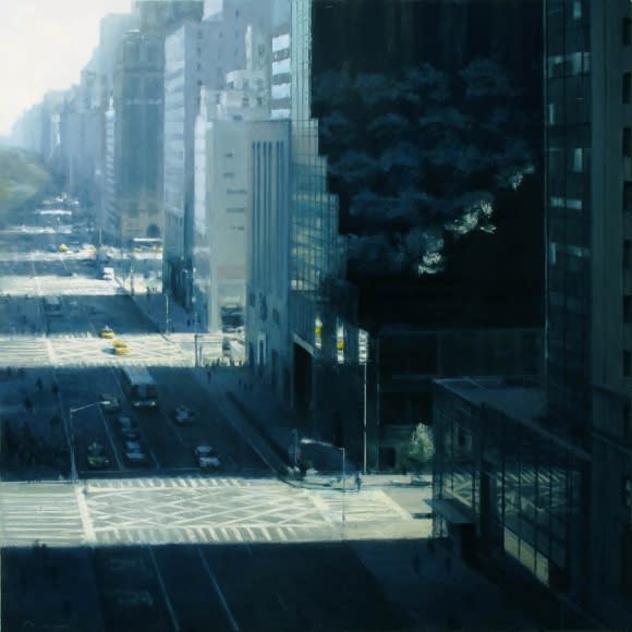 Ben Aronson Spring Morning, Fifth Avenue, 2014 oil on panel 60 x 60 inches