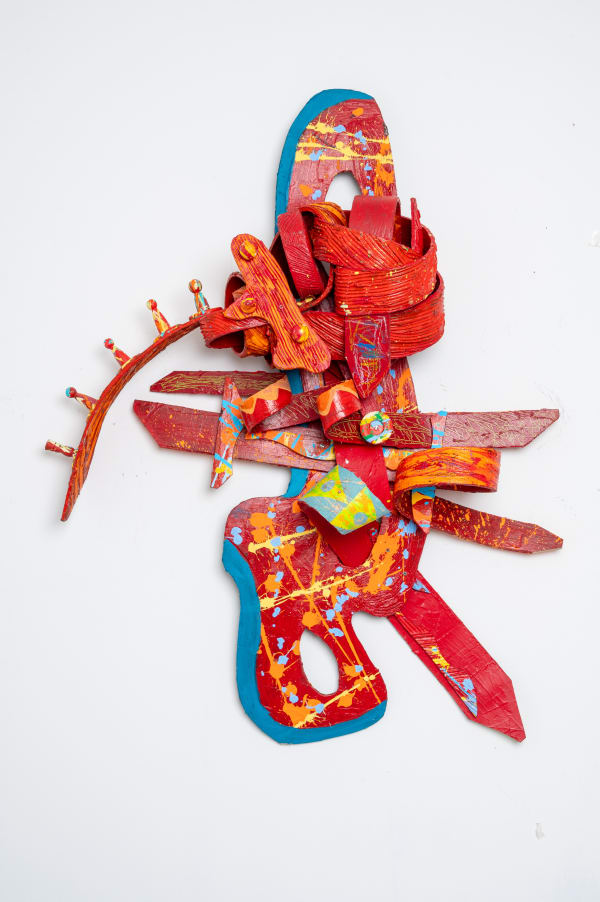 Kevin Cole, Overcoming Adversity for Sam, 2023, mixed media on wood, 49 x 54 x 12 in