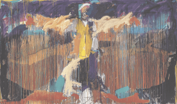 Mary Lovelace O’Neal, Purple Rain de la série Two Deserts, Three Winters [Deux déserts, trois hivers], vers 1990 Technique mixte et peinture acrylique sur toile, 205,7 × 350,5 cm Courtesy of the artist and Karen Jenkins-Johnson Photo © Michael Covían