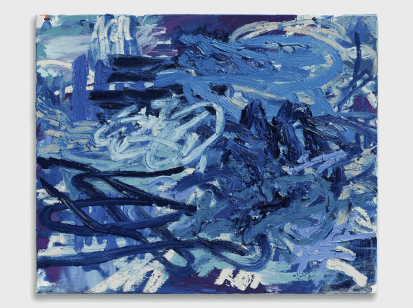 Patrick Alston, Untitled Blue (Cannes Bay), 2024, acrylic, gouache, oil and oil stick on canvas, 50 x 60 cm. Courtesy the artist