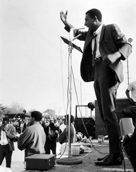 Gordon Parks, Stokely Carmichael Gives Speech, Watts, California, 1967 ©The Gordon Parks Foundation. Used with permission.