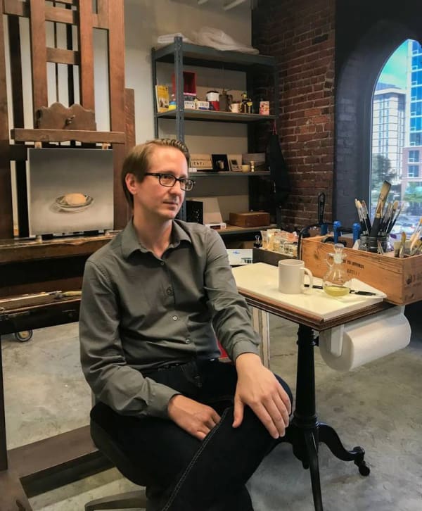 Chris Clamp in his McColl Center studio, 2019