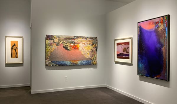 American Abstraction Installation Image ft. Brian Rutenberg, Roland Poska and Robert Motherwell artworks