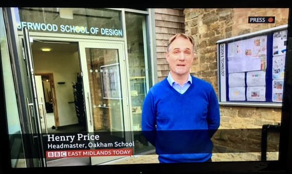 Henry Price, Headmaster, outside the Jerwood School of Design, Oakham