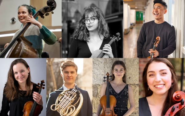 This year’s Jerwood Pit Perfect players are: Georgia Lloyd (bass), Alexandra Schifflers (violin), Kelvin Chan (viola), Madeleine Pickering (violin), William Scotland (french horn), Vanessa Hristova (viola) and Hannah Scarborough (cello).