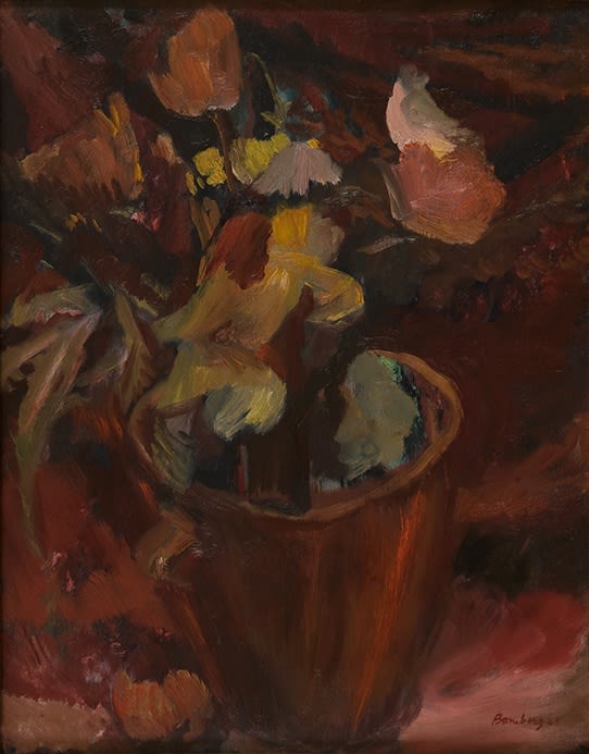 David Bomberg (1890-1957), Flowers in a Terracotta Pot, 1945, oil on canvas laid on panel. Jerwood Collection © The Estate of David Bomberg. All Rights Reserved, DACS 2020