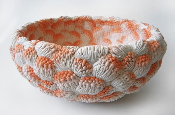 Hitomi Hosono (b. 1976), A Large Orange Coral Bowl, Jerwood Makers Open, 2014. Installation shot, Jerwood Space. Photo courtesy the artist.