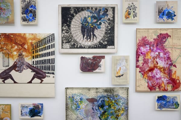 The soft afternoon air as you hold us all in a single death (To breathe full and Free: a declaration, a re-visioning, a correction), 2021 Acryl-gouache and chine collé on archival printed paper. Courtesy the Artist and James Cohan, New York. Photography: Stuart Whipps