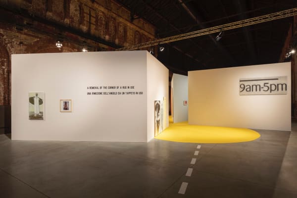 Marlene Dumas The Prophet, 2004. Aurelio Amendola Alberto Burri, Morra, Combustion, 1977. Lawrence Weiner A REMOVAL OF THE CORNER OF A RUG IN USE, 1969. Edward Ruscha 9 to 5, 1991.