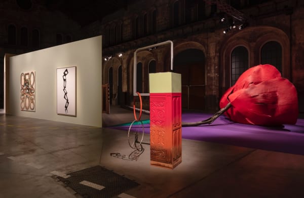 Jessica Stockholder Squeezed orange actor stack: Ode to Liz Larner. Claes Oldenburg and Coosje Van Bruggen Dropped Flower, 2006. Miguel Ángel Campano Tara, 1994. Bernard Frize Taunus, 1997.