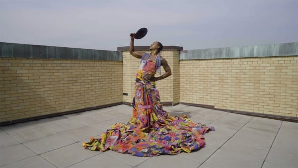 Still of Jeffrey Gibson, To Feel Myself Beloved on the Earth, 2020. Courtesy of the Palm Springs Art Museum and Jeffrey Gibson Studio.