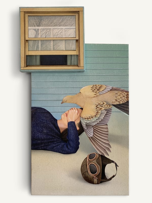 Arghavan Khosravi, Shelter, 2020. Acrylic on cotton canvas over wood panels, 15 x 22 in.