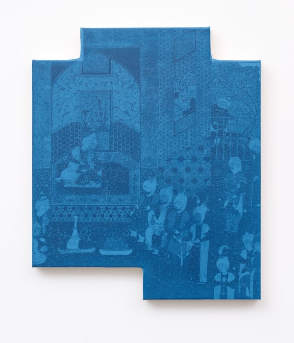 Kour Pour, Smaller Miniature Modernism, 2022. Acrylic on canvas over panel, 22 1/2 x 19 in. Courtesy of Gallery 1957.