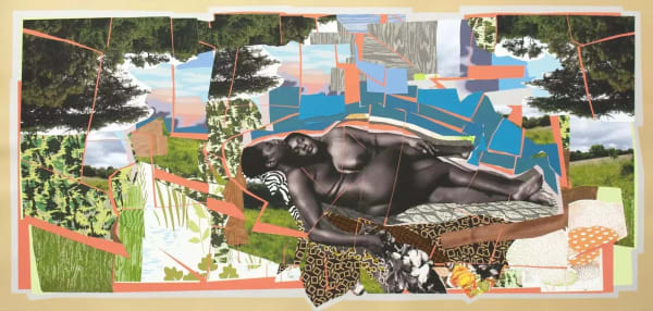 Mickalene Thomas, Sleep: Deux Femmes Noires, 2011. Mixed media collage, 23 3 ⁄ 4 × 31 1 ⁄ 4 in. Courtesy of the artist.
