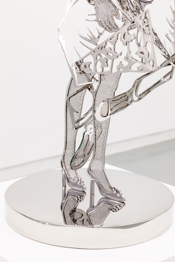 Tomokazu Matsuyama He Sits, She Reads, 2021 Stainless steel and polyurethane 37 x 16 x 16 in 94 x 40.6 x 40.6 cm Edition of 5