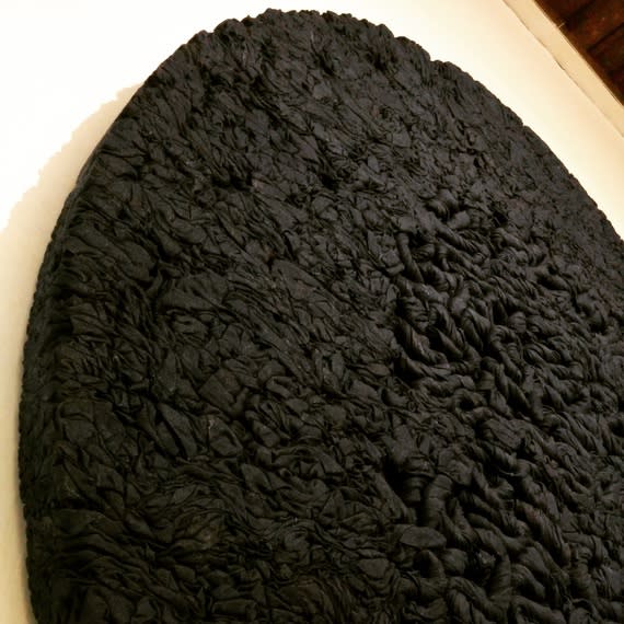 Manish Nai, Untitled, 2014, Indigo Blue jute at The 2014 Kochi-Muziris Biennale runs until March 29, 2015.