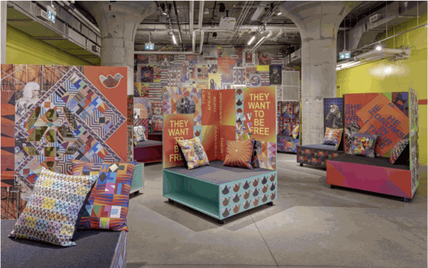 Jeffrey Gibson, I AM YOUR RELATIVE, MOCA Toronto, 2022. Co-commissioned by MOCA and the Toronto Biennial of Art. PHOTO TONI HAFKENSCHIED