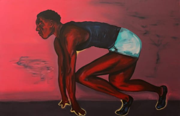 Nikko Washington, “How the Cheetah Got His Spots,” 2023, oil on canvas, 40” x 60”