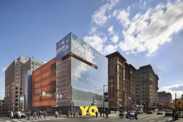 Rendering of the OY YO art installation coming soon to 5th and Market Streets, Philadelphia. The art is the creation of Deborah Kass and is being installed on loan for at least a year by the Weitzman National Museum of Jewish History. Image courtesy of Deborah Kass & Barry Halkin