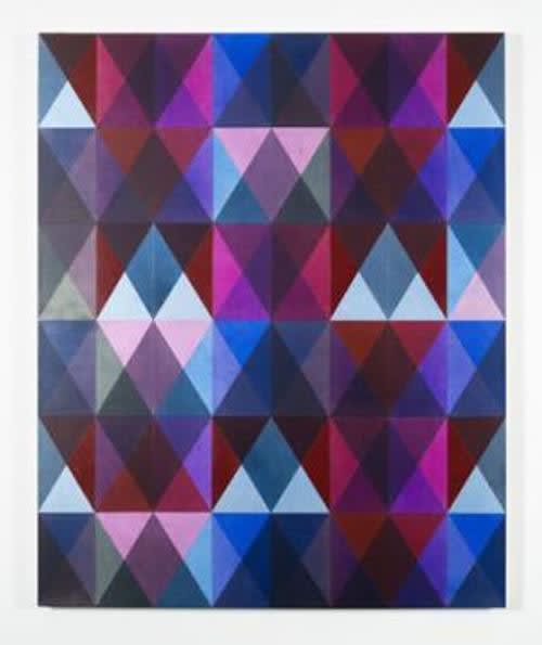 Jeffrey Gibson (Mississippi Band Choctaw/Cherokee), ALL THINGS BIG AND SMALL, 2016. Acrylic paint and graphite on canvas; 70 x 57.25 in. Collection of Lisa and Stuart Ginsberg. Image courtesy of Jeffrey Gibson Studio and Roberts & Tilton, Los Angeles, California. Photograph by Peter Mauney.